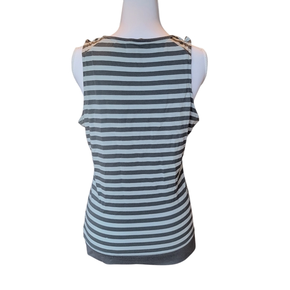 Smartwool 100% Merino Wool Gray Stripe Sleeveless Tank Top - Picture 5 of 8